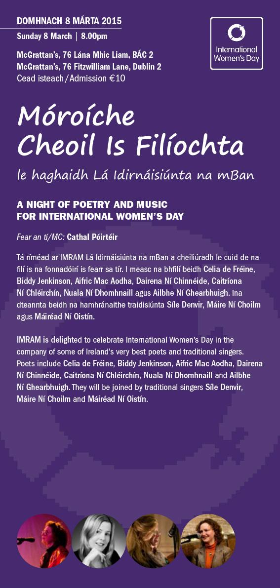Oíche Cheoil is Filíochta ar Lá Idirnaisiúnta na mBan - bígí linn!!