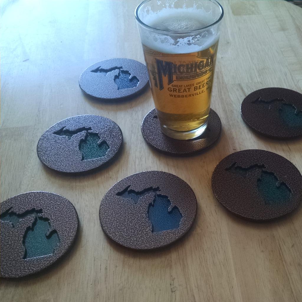 Summit_Metal's tweet image. Michigan drink coasters. $12ea. $40 a set of 4. #PureMichigan #michiganbeer #michiganwine #Detroit  #GrandRapidsMI