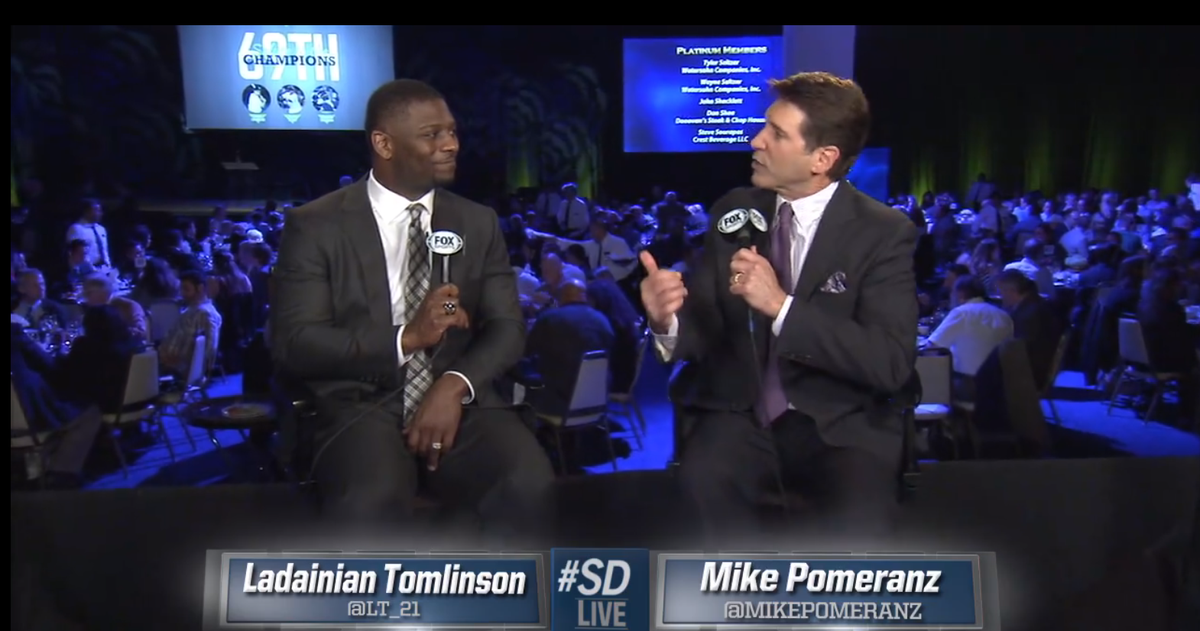 BallySportsSD's tweet photo. .@LT_21 was inducted into the #BreitbardHOF this week. Watch his #SDLive interview: http://t.co/822XEdz1W9 #Chargers http://t.co/mz07jGuaux
