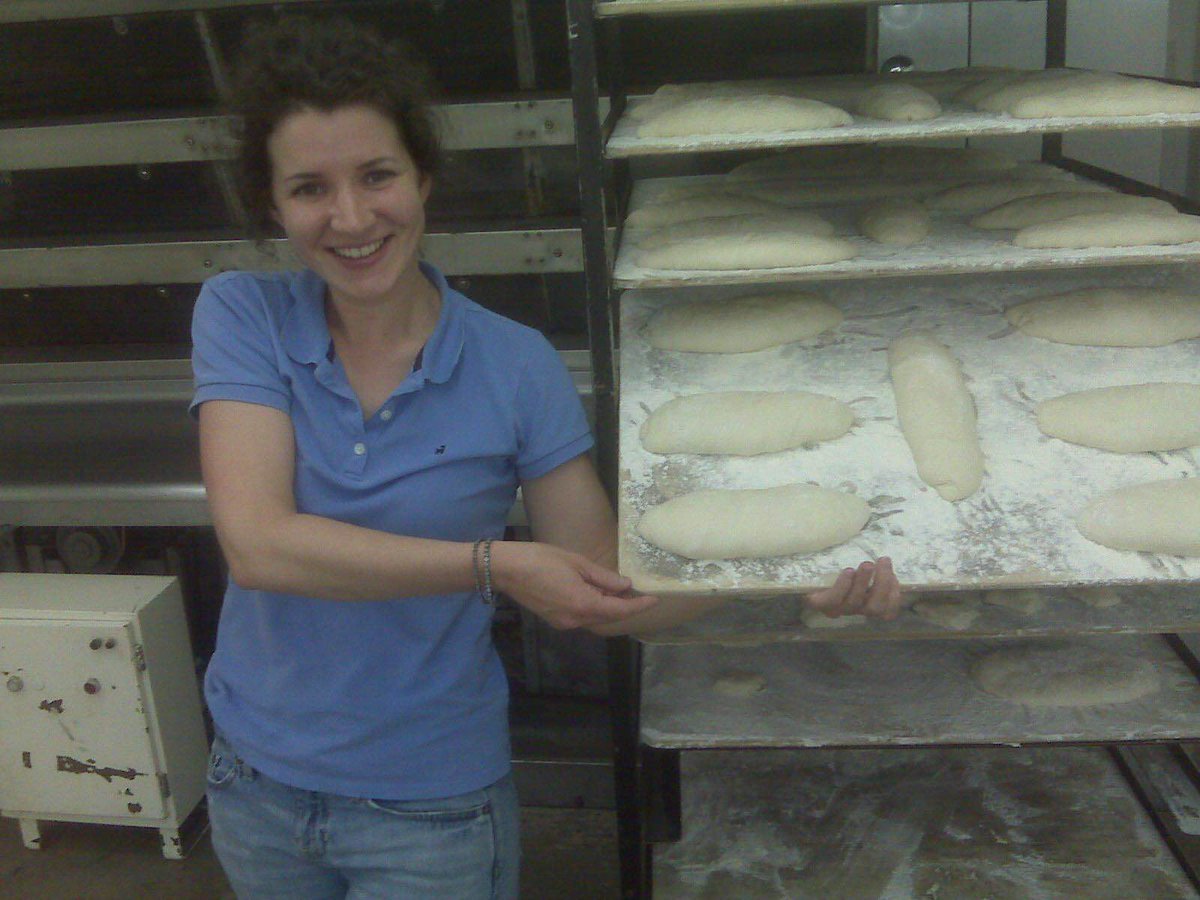 Marlo showing off our first ciabatta!  April 2009 #tbt <a href="/sdbakeshophtx/">Slow Dough Bake Shop</a>