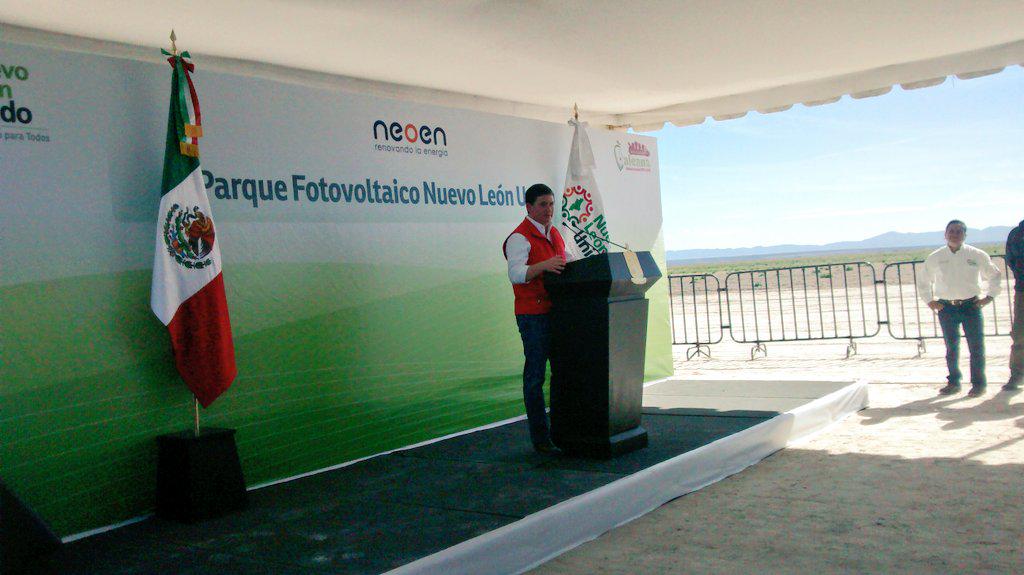 celinaevc's tweet image. El Gobernador Rodrigo Medina anuncia el parque fotovoltaico 'Nuevo León Unido' de la empresa francesa #NEOEN