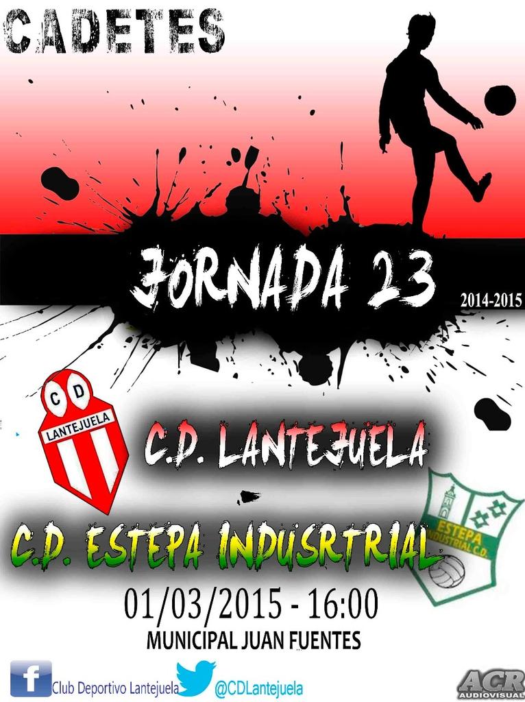 CDLantejuela's tweet photo. Horario jornada 23: #Cadetes @CDLantejuela - @CDINDUSTRIAL,  Domingo 1 de Marzo,  16:00h. #Apoyoalfuturo. http://t.co/Y74UQtQvbE