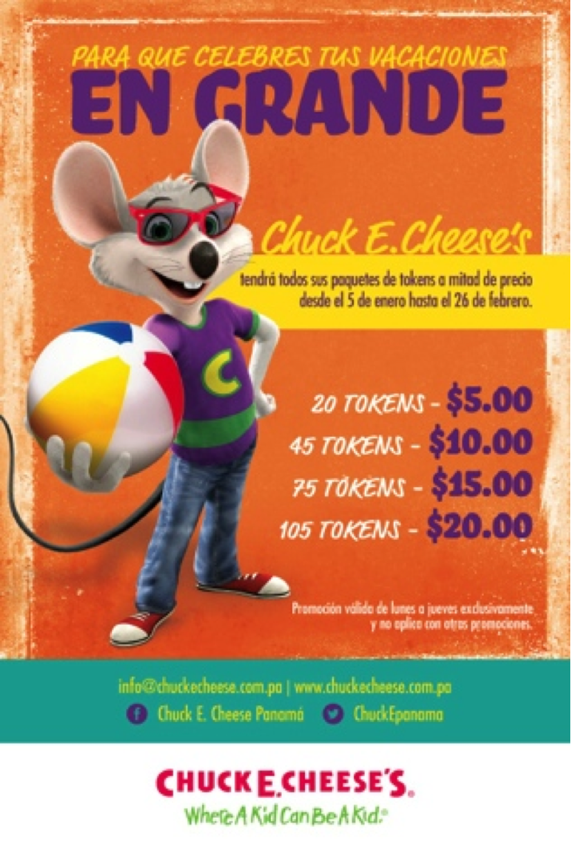 ¡Amiguitos! Solo hasta hoy tenemos esta súper promo para que celebres tus vacaciones EN GRANDE con Chuck E. Cheese’s