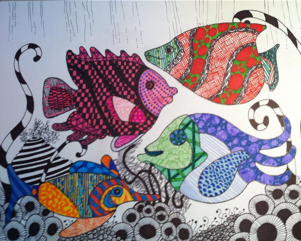 xxBlackOrchidxx's tweet image. My fish #zentangle drawing. #zentangleart