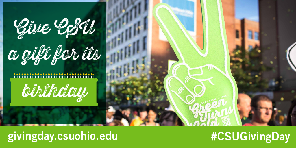 CLE_State's tweet photo. Celebrate the #CLEstate50 birthday bash today! http://t.co/2nKfc8I5pQ #CSUGivingDay http://t.co/zbMffOZ38F