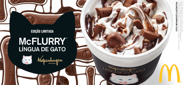 McDonalds_BR's tweet photo. A sobremesa que te faz lamber os dedos voltou! McFlurry Língua de Gato, você só encontra no McDonald’s. http://t.co/qLLhQwYxof