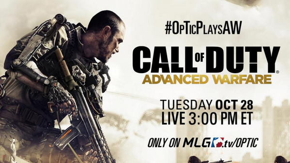 CallofDuty's tweet photo. TOMORROW at 12pm PDT on @MLG: Watch @OpTicGaming stream #AdvancedWarfare LIVE! Who's tuning in? #OpTicPlaysAW http://t.co/QvlVQ0jytw