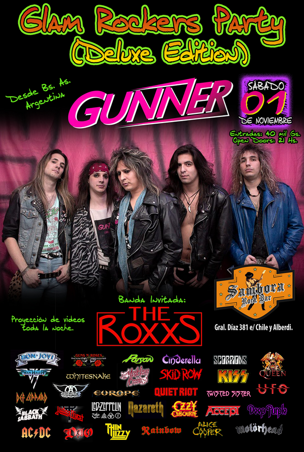 SamboraRockBar's tweet photo. Sábado 1° de noviembre GUNNER desde Bs. As. y The Roxxs de Py en GLAM ROCKERS PARTY!!! En @SamboraRockBar http://t.co/uByGhDBeoc