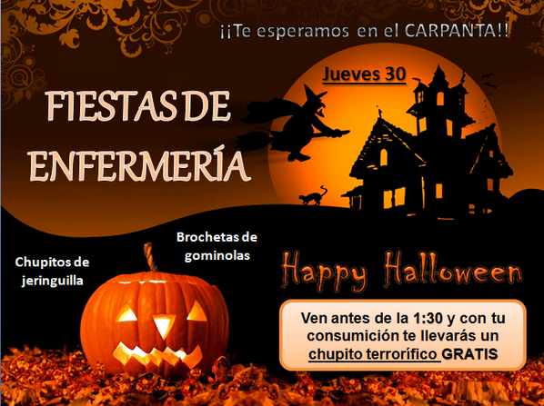 FiestasEnferUBU's tweet photo. ¡¡NO TE PIERDAS LA FIESTA DE HALLOWEEN QUE HEMOS PREPARADO ESTE JUEVES EN EL CARPANTA!! http://t.co/MwWkQcTvYo