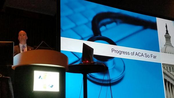mjwatsonmd's tweet photo. AMA President-elect Steve Stack, updating us on the current status of the Affordable Care Act implementation #ACEP14 http://t.co/829zXSitTB
