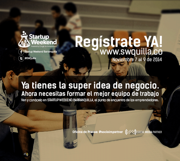 SWBaq's tweet photo. Atención emprendedores en Barranquilla y la costa! Vuelve STARTUP WEEKEND, No puedes faltar! http://t.co/y9HL4bOub8 http://t.co/oKKxQpnQ9v
