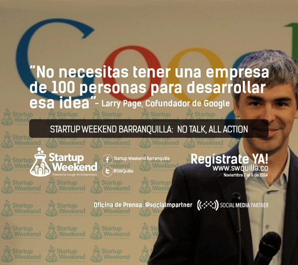 SWBaq's tweet photo. Vuelve STARTUP WEEKEND a Barranquilla! Acompáñanos @rcgtamara, Contamos con tu participación. http://t.co/y9HL4bOub8 http://t.co/KMgo16lKnY