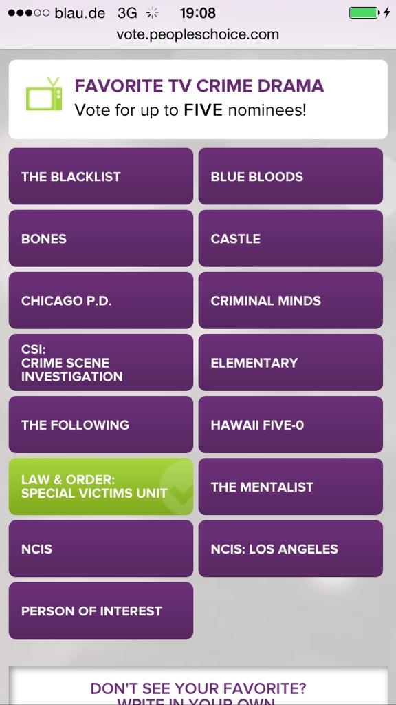 svufanblog4015's tweet photo. PCA VOTING TIME!
#VoteForMariska , #VoteForSVU and #VoteForDebra ! http://t.co/snR57WxPyw
RT!! #MysteriesofLaura #SVU http://t.co/7qQH0lVedP