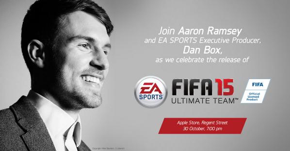 We're showing <a href="/aaronramsey/">Aaron Ramsey</a> #FIFA15 Ultimate Team on mobile this Thursday. Ask him a question using #FIFA15Applestore!