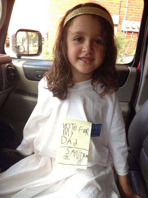 VoteSanders's tweet image. My daughter Lorelei is really getting into the spirit of the election with just over a week to go! #votesanders #Nov4