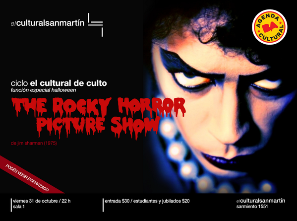 elculturalsm's tweet photo. El viernes "El cultural de culto" función de HALLOWEEN con "The Rocky Horror Picture Show" de Jim Sharman (1975). http://t.co/X5ZKld1YSA