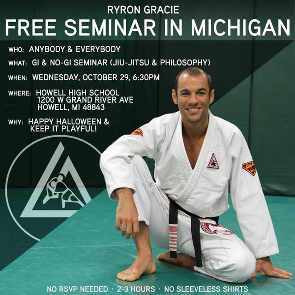 RyronGracie's tweet image. RETWEET if you like the sound of a FREE SEMINAR.  Anyone in / near michigan come through! #keepitplayful