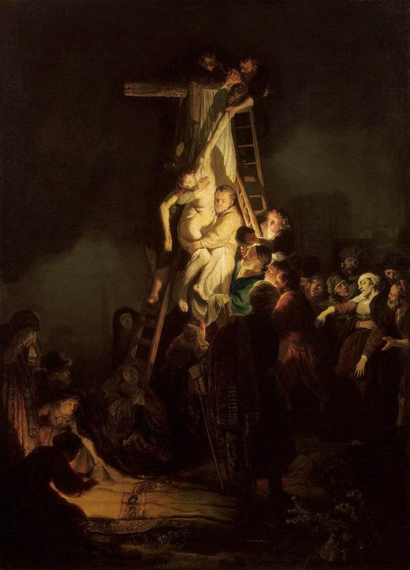 Descent from the cross, spanish police in #Melilla vs Rembrandt