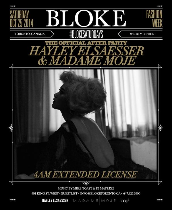 _CarlosPineda's tweet photo. Bloking it tonight @BlokeToronto @HAYLEYELSAESSER @MadameMoje #FashionWeek #4amlastCall @BlackCherryENT http://t.co/iM2AbzYKve