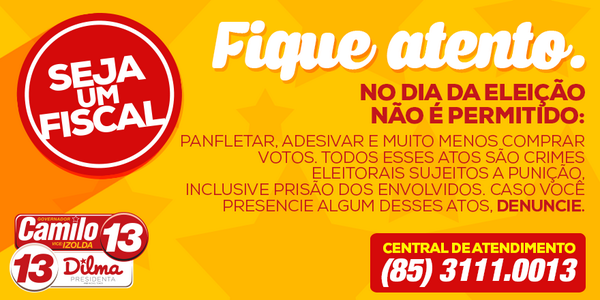 Camilo13Gov's tweet photo. O futuro do Ceará está em suas mãos. Denuncie qualquer ação ilegal! http://t.co/WAhIQOuHVC