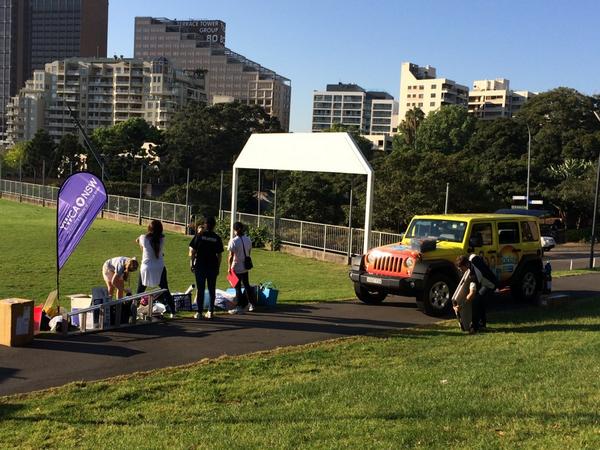 DC_alwaysmocha's tweet photo. @YWCANSW Setting up for @321runmentoring - @TheTodayShow  car is here, ready to film the start http://t.co/qSHQUQU4Hn