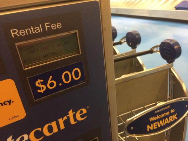 Newark, charging $6 for a luggage cart 