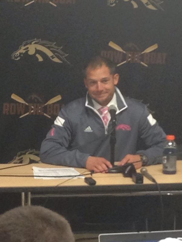 WMU_AD's tweet image. What a great day to be a Bronco! Coach Fleck at our press conference . Awesome homecoming win!
