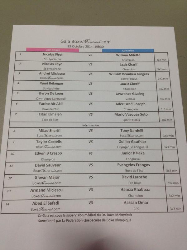 Voici notre carte pour le gala de se soir- here is the schedule for tonight's gala