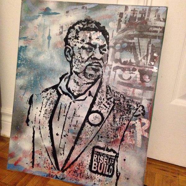 Blackvoterbase's tweet photo. 🔥🔥 Incredible #AndreAlexander #artwork for #ANighttoBeLEEve fundraiser tonight! #70YorkvilleAve #VoteLEEforMayor http://t.co/n0DdmPjxMa