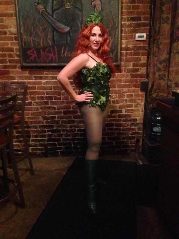 Poison Ivy! I have gloves! Oops! #Halloween14 #halloweencostume #highballhalloween Heading to @HighBallCbus #yay