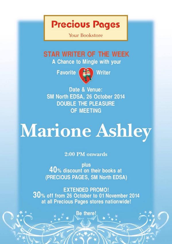 PHRWriters's tweet photo. Mamaya na! Meet and Greet Booksigning with Miss @MarioneAshley . http://t.co/sD4eDK4l8V