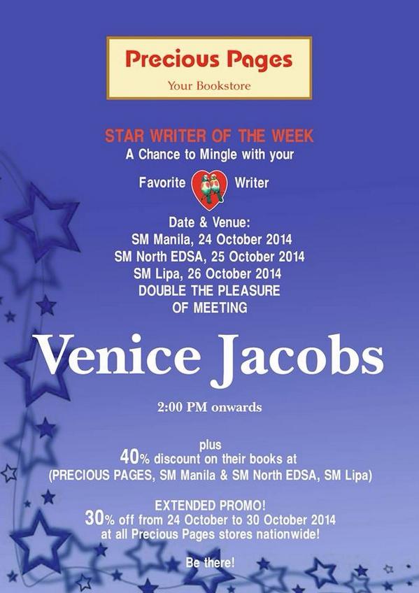 PHRWriters's tweet photo. Mamaya na! Meet and Greet Booksigning with Miss Venice Jacobs. http://t.co/7MiVSrEfBy