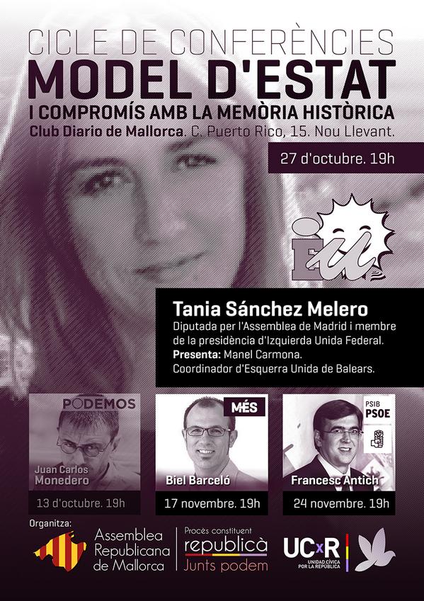 RepubAssemblea's tweet photo. Demà segona conferencia,Tania Sánchez @Ainhat Cicle conferències #ModelEstat I COMPROMIS AMB LA #MemòriaHistòrica http://t.co/wnpcE5PhoG