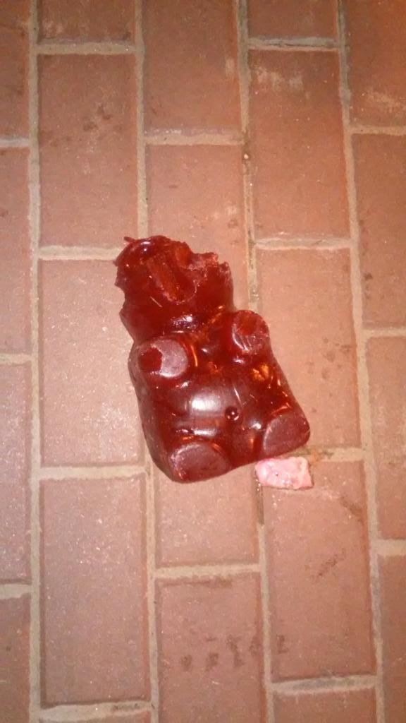 WhachyaBenEaton's tweet photo. Walking downtown and this is what I see... Giant Gummy Bear or nah??? #UCMProbs http://t.co/vuWffeZ8hm