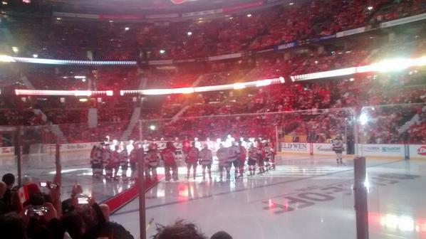 TalkDevils's tweet image. Great scene at the @Senators game tonight have the @NHLDevils join them to honor our fallen Soldiers. #OttawaStrong