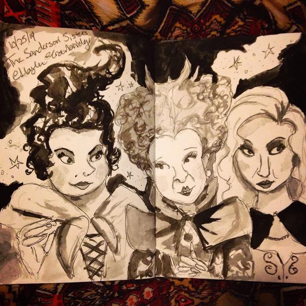 Seawhisped's tweet photo. Day 25: The Sanderson Sisters #31DaysofVillains #inktober #HocusPocus #Comewefly #thesandersonsisters http://t.co/tWZT9iNtEO
