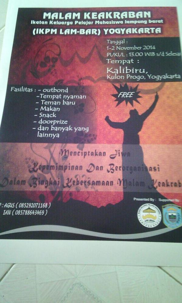 IKPM_LAMBAR's tweet photo. #Infomakrab ikpm lam-Bar yogyakarta 1-2 nov 2014 tempat,kalibiru kulon progo yogyakarta http://t.co/oinh2r9Goa