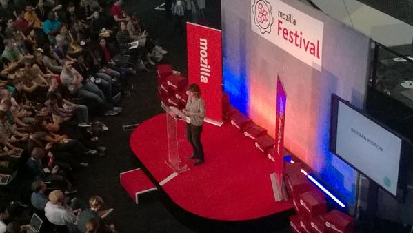 ahni's tweet photo. Baroness Beeban Kidron speaking at #MozFest - "what it means to be human" http://t.co/11TrNtwWit