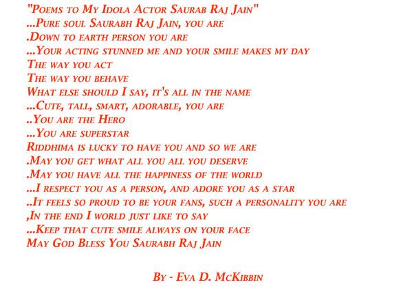 saurabhraajjain's tweet photo. "@praveencox: @saurabhraajjain poem by one of your fans from abroad. Please read it by spending some time. http://t.co/BYbMAPJxvw" Thnq :)
