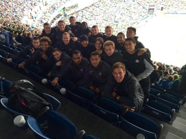 SDSUMSoccer's tweet photo. Last night at the Seattle Sounders vs LA Galaxy! Be sure to tune in to watch your #aztecs take on Washington at 3:00! http://t.co/toeaggEHYJ