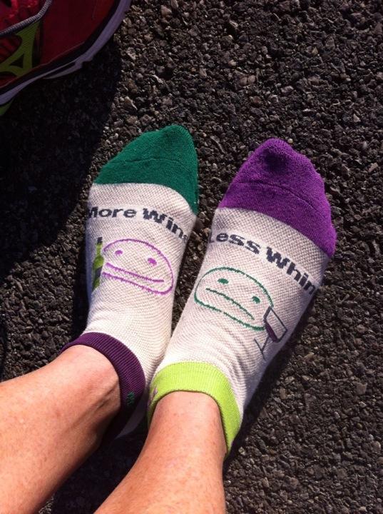 MySoxyFeet's tweet photo. “@TallmanTC: @MySoxyFeet here's @gailpitch in her no whining sox #sundaymorninglongrun http://t.co/laE4kTdnZN” never too early for #wine 👯