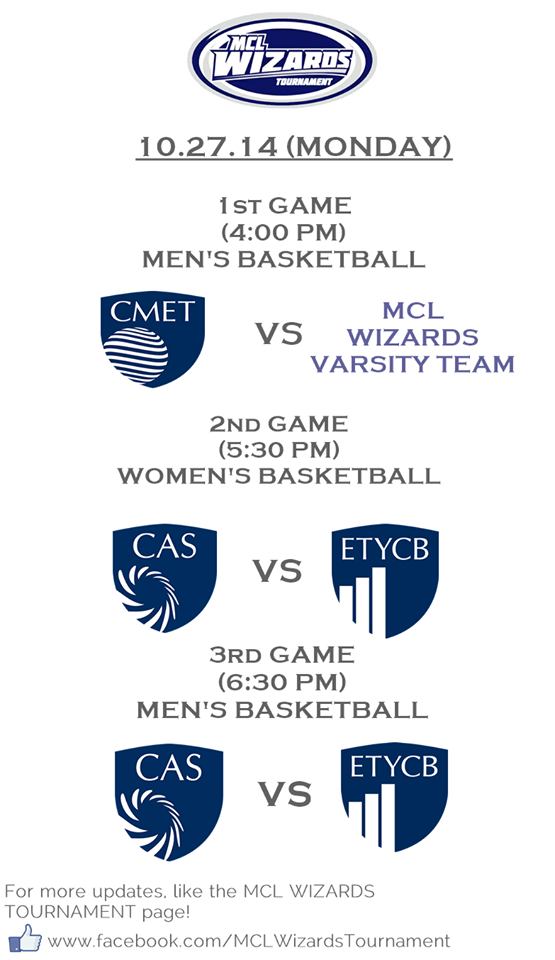 mcl_cas's tweet photo. TOMORROW'S SCHEDULE OF GAMES, IF YOU'RE FREE, & YOU LOVE CAS, COME VISIT, CHEER AND SUPPORT OUR PLAYERS!
#SupportCAS http://t.co/7P3bqUQFLi