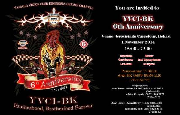 Invitation 6th yamaha vixion club indonesia chapter BEKASI #BBF