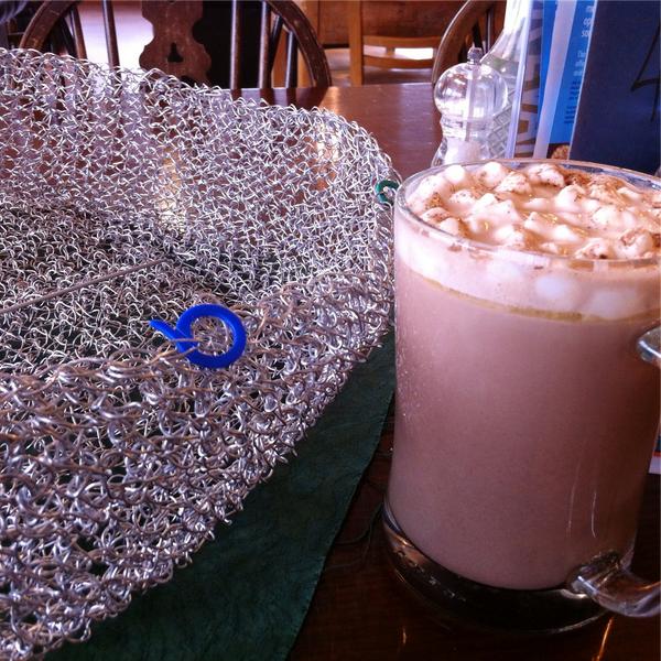 Lovely :-) Crocheting wire for St Peter's  #prayerwalk with a HUGE hot chocolate in the tea rooms <a href="/SunPierHouse/">Sun Pier House</a>