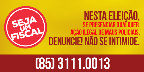 Camilo13Gov's tweet photo. Denuncie toda ação ilegal que você ver hoje. O futuro do Ceará está em nossas mãos. http://t.co/Se520xBf94