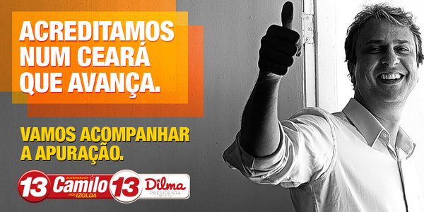 Camilo13Gov's tweet photo. Venha acompanhar a apuração conosco no Comitê Central, em Fortaleza (Av. Sebastião de Abreu, 180). http://t.co/mKUFYegx9Z