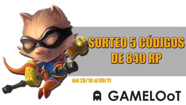 SORTEO DE 5 CÓDIGOS DE 840RP. ¿Quieres participar? Sigue a <a href="/gameloot_gift/">Gameloot</a> &amp; <a href="/escardi/">Escardi</a> y haz RT (26/10-9/11)