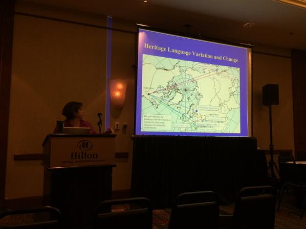 urihoresh's tweet photo. Naomi Nagy &amp; Michael Iannozzi show cool map of heritage languages of Toronto. #NWAV43 http://t.co/WuXtrjcalz