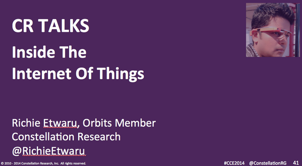 rwang0's tweet photo. Join @RichieEtwaru for a #CRTalk on #IOT only at #CCE2014 #digitaltransformation #digitalbiz #manufacturing http://t.co/y73DpE1JmW