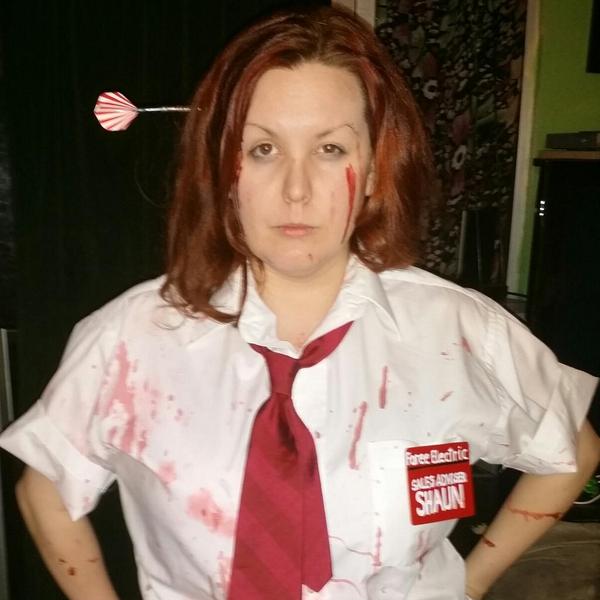 Redqueenshive's tweet photo. @simonpegg @nickjfrost @edgarwright You've got red on you! #shaunofthedead http://t.co/iCXMG80vys